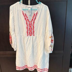 Tommy Bahama White Tunic with Red and Pink Embroidery